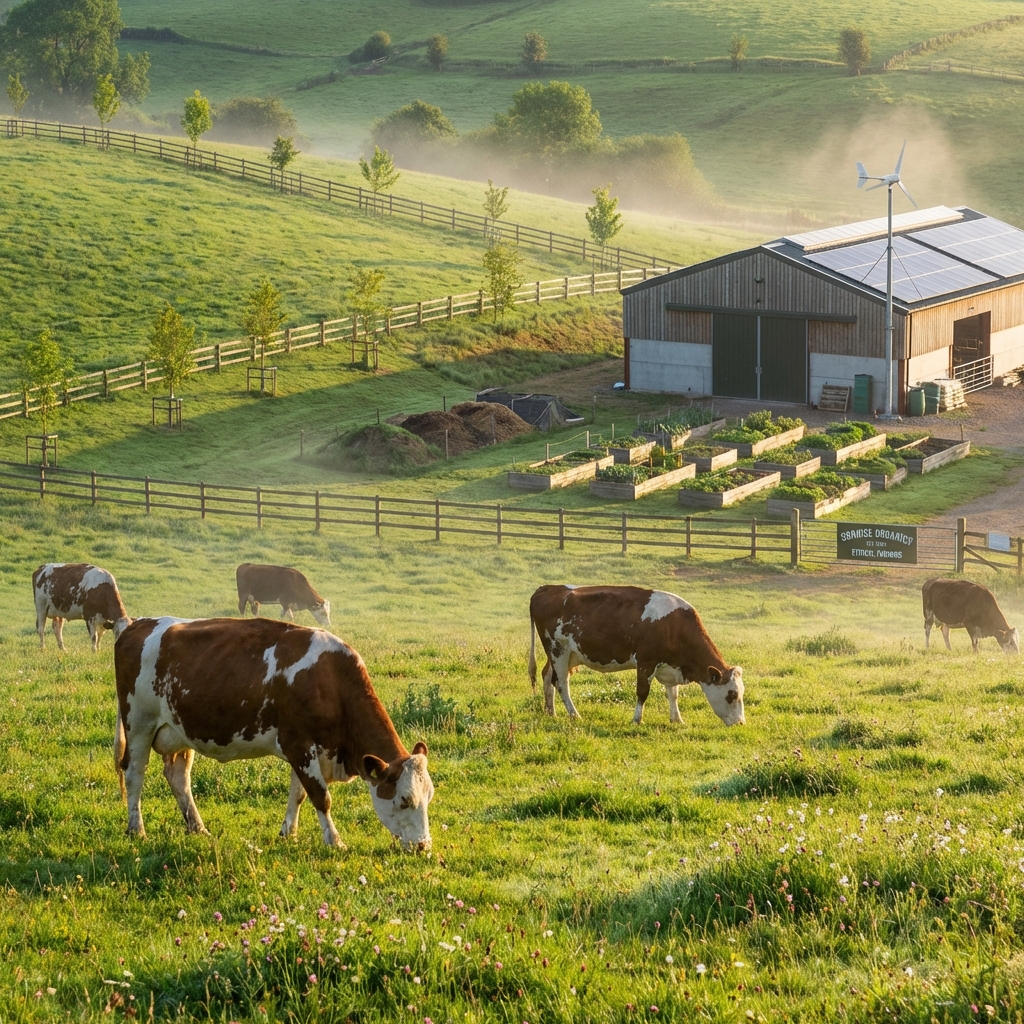 Ethical organic farm with happy workers harvesting
